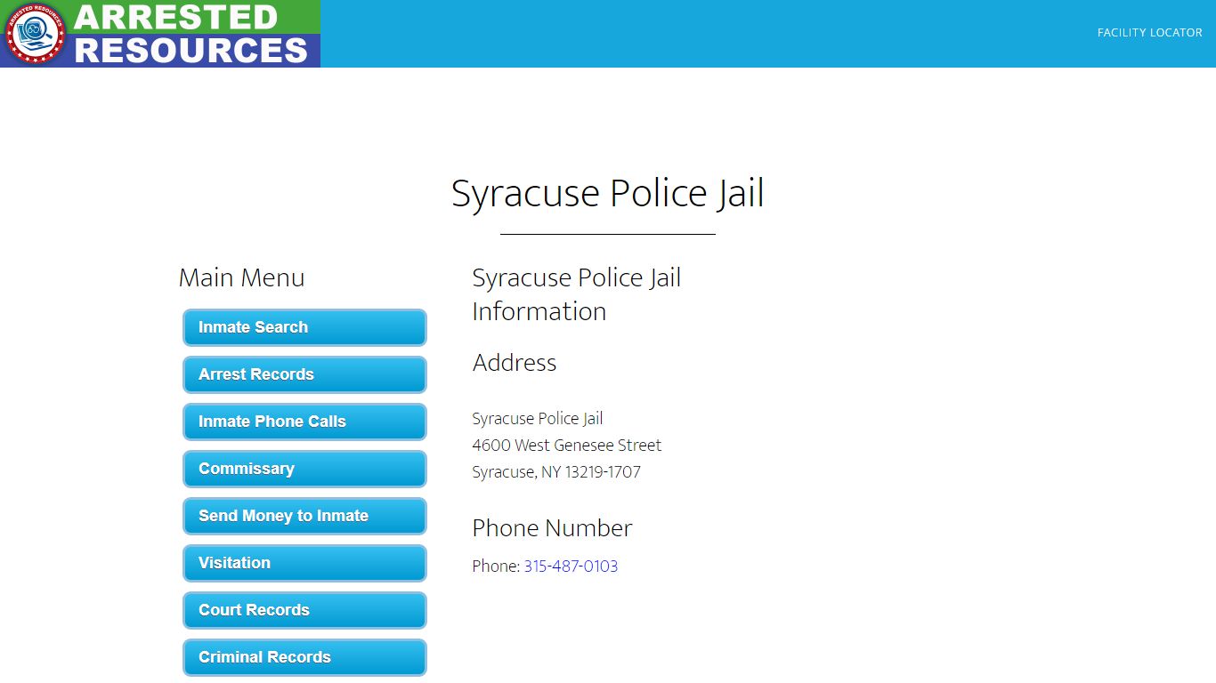 Syracuse Police Jail - Inmate Search - Syracuse, NY - Arrested Resources