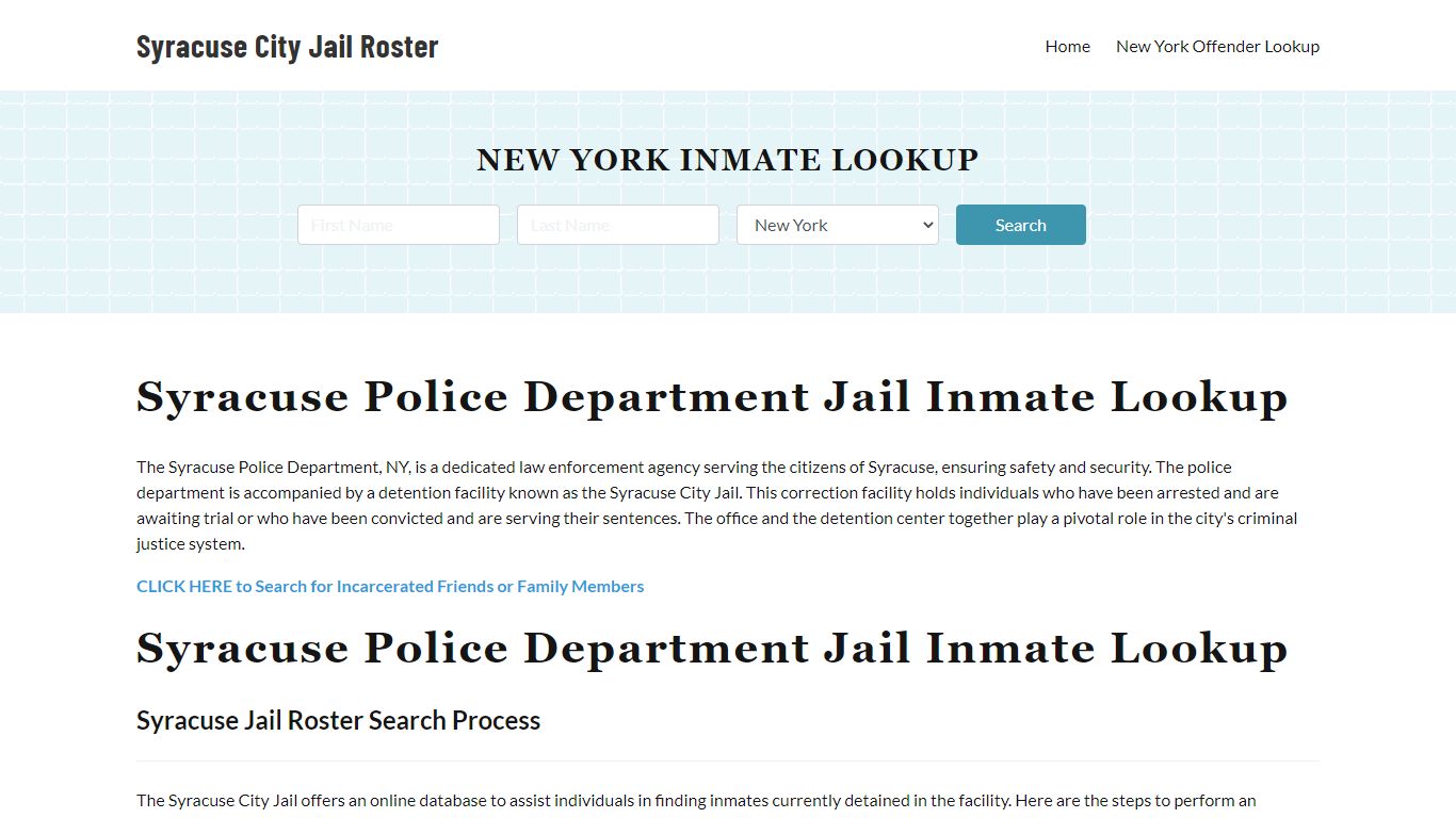 Syracuse Police Department & City Jail, NY Inmate Roster, Arrests, Mugshots